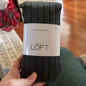 New Ann Taylor Loft Textured Tights, Size L, in Charcoal.